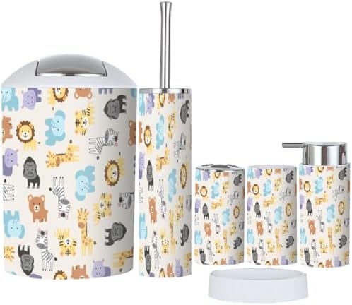 Stylish 6-Piece Bathroom Set for Kids Durable Clean