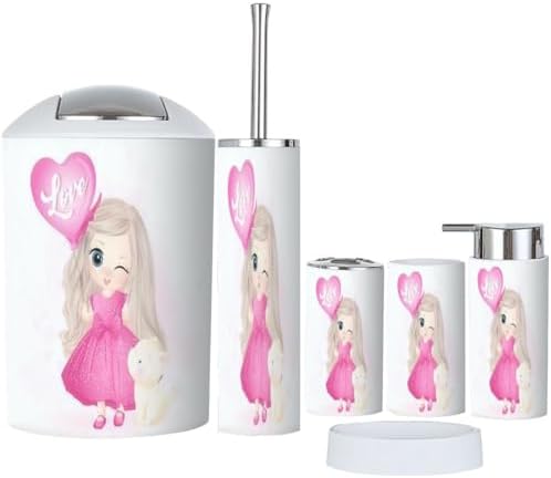 Cute Little Girl Balloon Bathroom Accessories Set