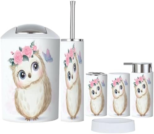 Cute Owl Bathroom Accessory Set 6 Piece 1