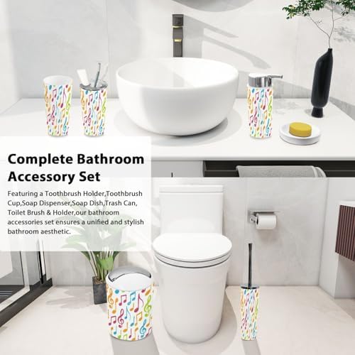 Bathroom Accessory Set 6 Piece Boho Unique Design Trash Can More