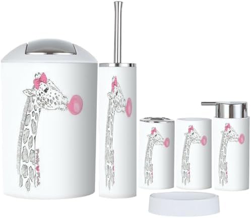 JBNJANKDAV Hand Drawn Giraffe Bathroom Accessories Set