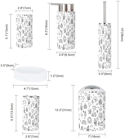 6-Piece Bathroom Accessories Set for Tidying Up and Organizing