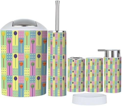 6-Piece Bath Accessories Set with Lollipop Design for Efficient Organizing