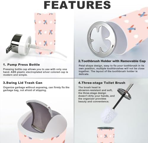 Bathroom Accessory Set with Cute Cartoon Characters