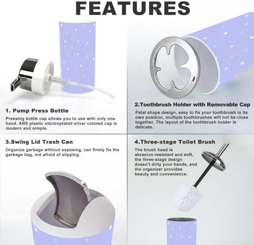 XNGJEMVWXO Cute Functional Bathroom Accessory Set - 6 Piece