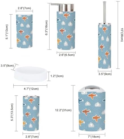 6-Piece Retro Airplane Clouds Bathroom Accessory Set for Kids
