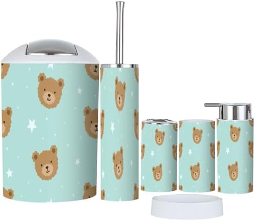 Cute Teddy Bear Bathroom Accessories Set
