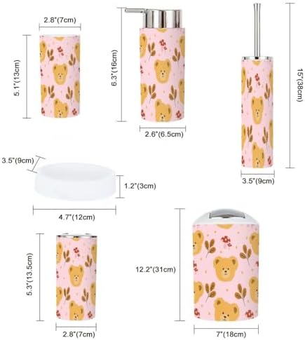 Stylish 6-Piece Kawaii Bear Bathroom Accessory Set with Durable Materials
