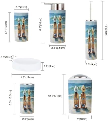 Boho Beach Decor Bathroom Accessory Set 6 Piece