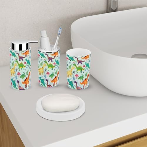 6-Piece Dinosaur-themed Boys Bathroom Accessories with Eco-Friendly Material