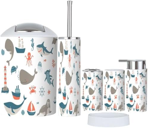 Bath Set 6-Piece Kids Big Ocean Classic Toothbrush Holder More