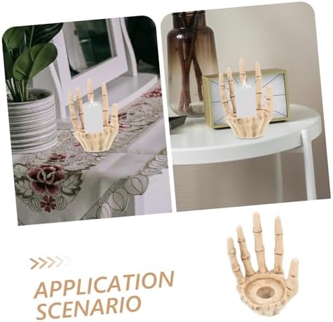 Halloween Skull Candle Holder Resin Skeleton Hand Tea Light Stand