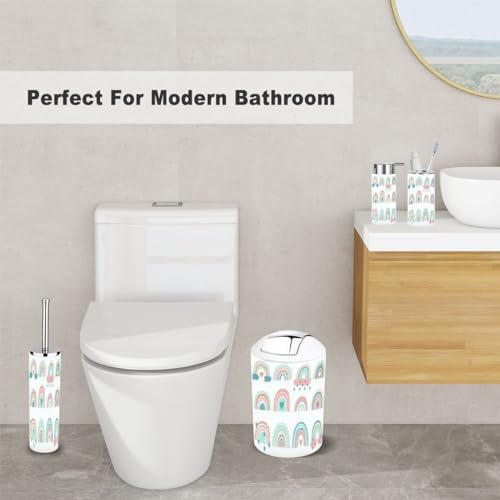Perfect 6-Piece Bathroom Set Including Cute Rainbows for Kids and Adults