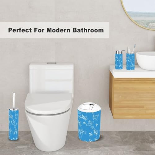 Stylish Airplane-Themed 6-Piece Bathroom Accessory Set with Durable Pvc Material