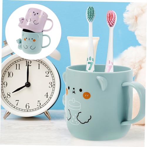 2-Pack Kids Reusable Toothbrush Cup - Cute Plastic Mugs for Toddlers