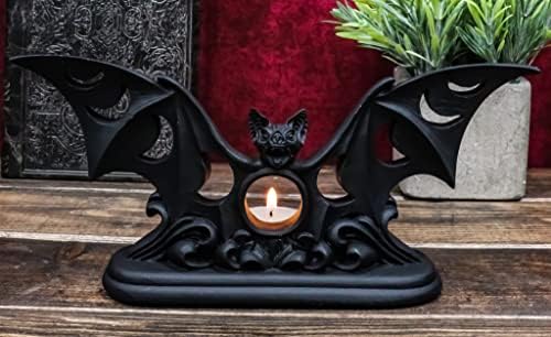 Ebros Gift Gothic Vampires Bat Votive Holder with Moon Phases