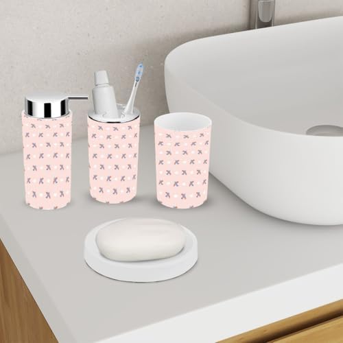 Bathroom Accessory Set 6-Piece Cute Cartoon Design for Organization