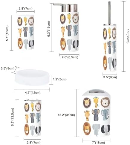 Wild Animals Bathroom Accessory Set 6 Piece