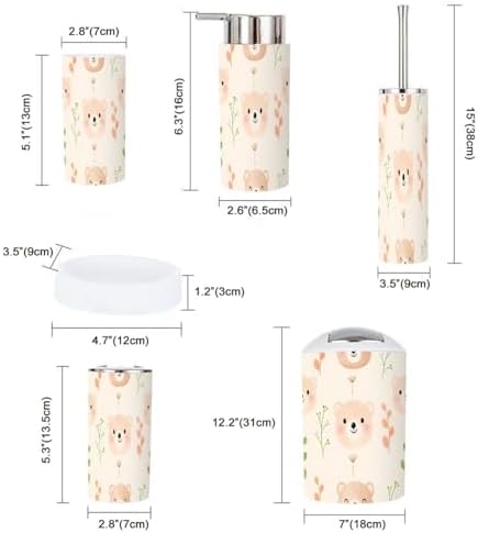 Cute Bears Bathroom Accessory Set 6 Piece