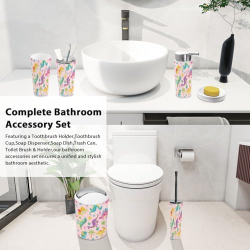 Bathroom Accessory Set Boho Dinosaurs 6 Piece for Kids