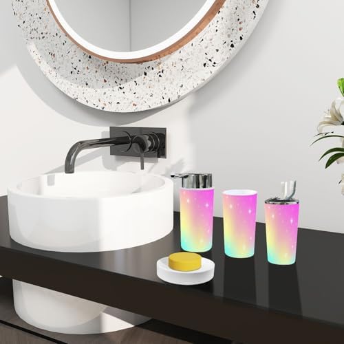 Bathroom Accessory Set Boho Pink Mesh Design
