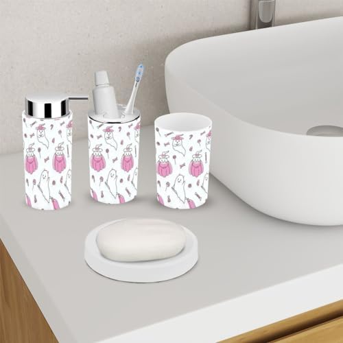 gon Haunted Halloween Pink Bathroom Accessory Set 6 Piece Spooky Design