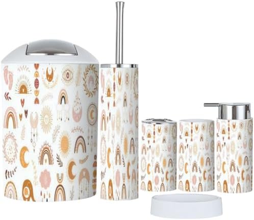 Rainbow Boho Bathroom Accessory Set 6 Piece