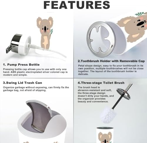 Bathroom Accessories Set with Koala Charm for Your Space