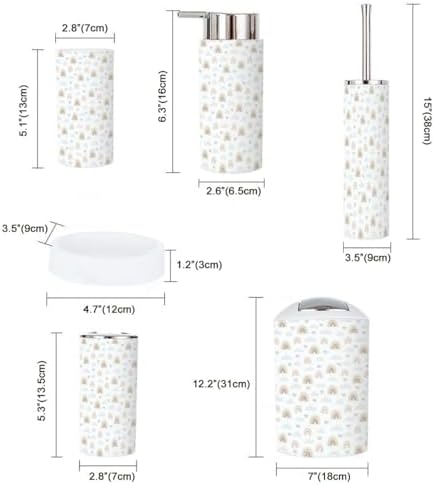 Rainbow Heart Bathroom Accessory Set 6 Piece