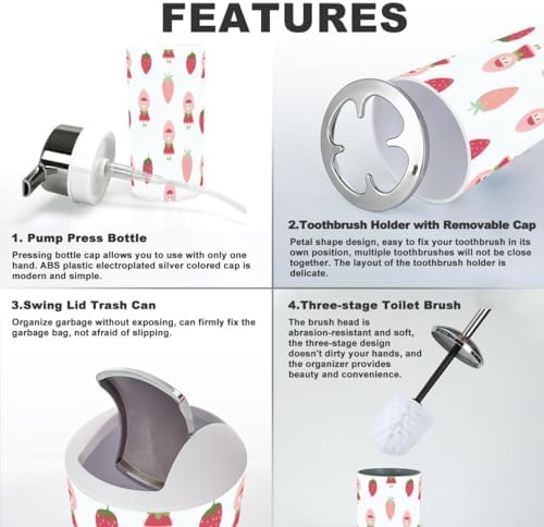 6-Piece Strawberry Girl Bathroom Set Stylish and Functional Design