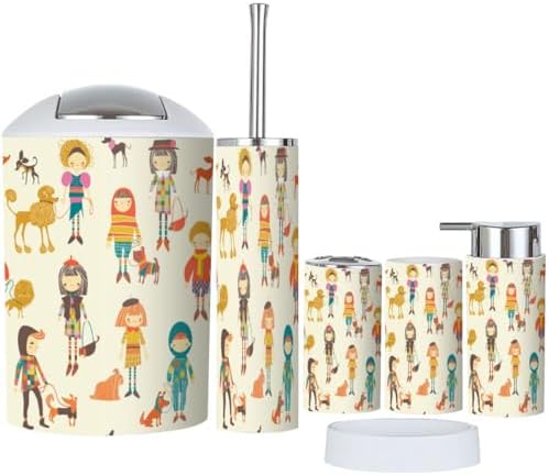 Bathroom Accessory Set 6 Piece for Girls Boys Dogs