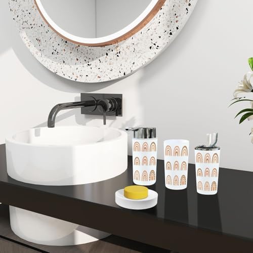 Bathroom Accessory Set 6-Piece Boho Style with Rainbow