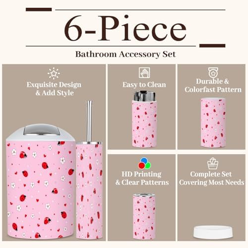 6-Piece Bathroom Set with Botanical Orrery Pattern