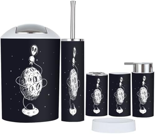 6-Piece Essential Bathroom Accessories Set for Home - Cute Astronaut Design