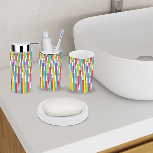 Rainbow Sequential Pattern bathroom accessesory set for kids