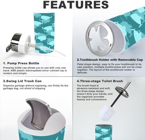 Sturdy Narwhal Borohh Skip 6 Piece Bathroom Set