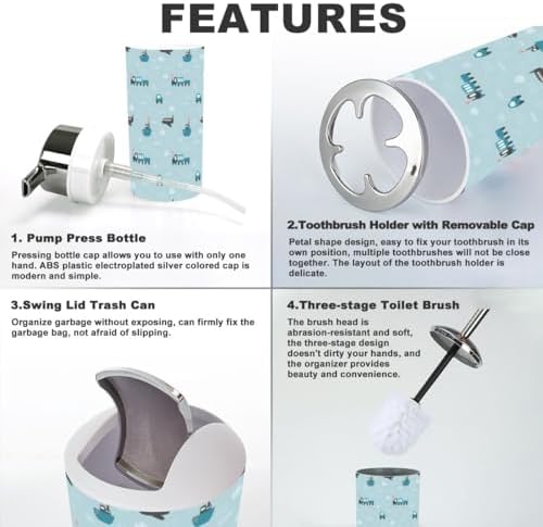 Stylish 6-Piece Bathroom Accessory Set for Kids