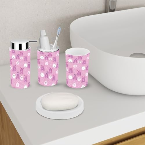 Stylish 6-Piece Bathroom Set - Rainbow Design