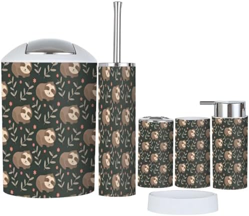 Six-Piece Bathroom Accessory Set for Fabrics