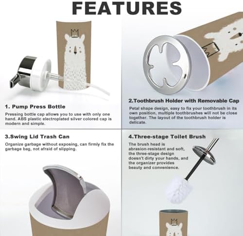 Modern Bathroom Accessories Set 6 Pcs - Durable and Stylish