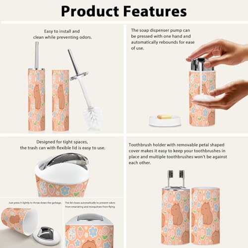 Boho Cute Bathroom Accessory Set 6 Piece
