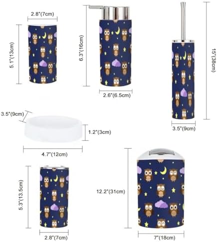 Bathroom Accessory Set 6-Piece Owl Home Decor