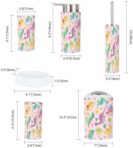 Bathroom Accessory Set Boho Dinosaurs 6 Piece for Kids
