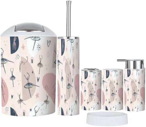 Bathroom Storage Set 6 Pcs Childish Ballerina Design for Organization