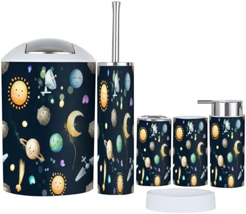 Stylish 6-Piece Bathroom Set for Space Explorers Durable Functional