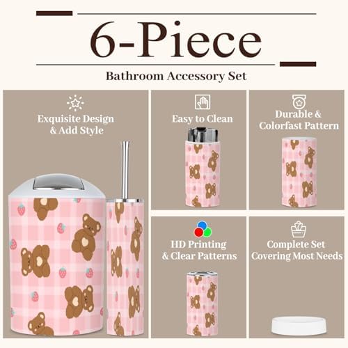 6-Piece Kawaii Bathroom Set Pink
