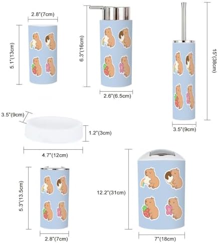 Bathroom Accessory Set Boho Style 6 Piece White Animal Character Organizing Set