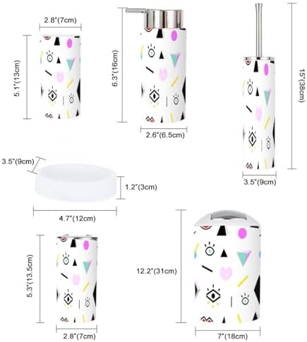 XNGJEMVWXO 6-Piece Bath Set with Modern Geometric Shapes Retro Storage Display