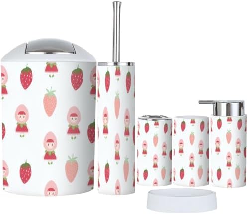 6-Piece Strawberry Girl Bathroom Set Stylish and Functional Design
