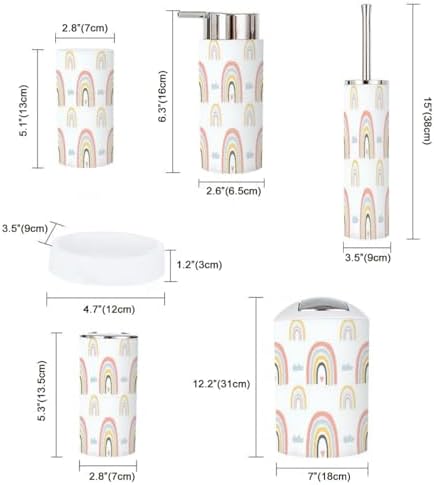 Pastel Rainbow Bathroom Accessory Set 6 Piece